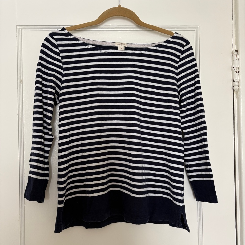 J. Crew Factory Navy & White Striped Top